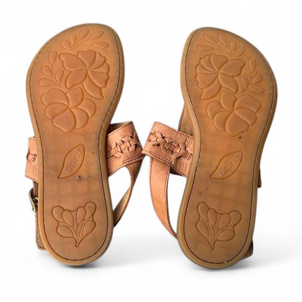 Born Tilde brown leather thong sandals, featuring artisan woven strap detail 7 - Picture 4 of 5